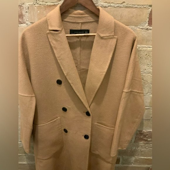 ZARA Oversized Double-Breasted Coat Sz S in Camel - Picture 5 of 8